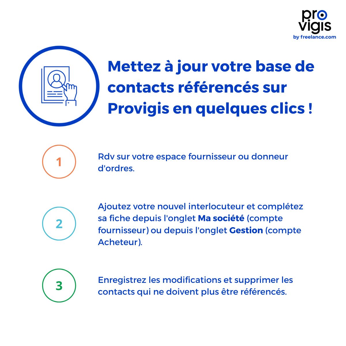 ➡️ Avez-vous pensé à mettre à jour vos contacts sur Provigis?
Vous ne souhaitez plus recevoir de notifications pour lesquels vous n’êtes pas concernés ? Pensez à mettre à jour votre base de contacts référencés sur Provigis, en suivant les étapes décrites ci-dessous 👇