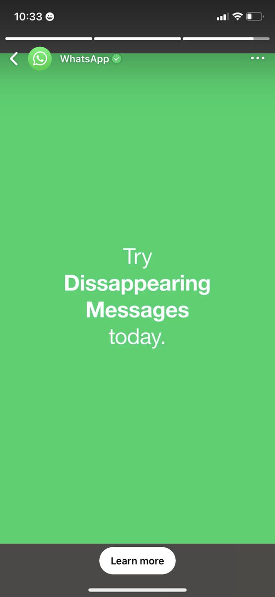 ashima_chugh's tweet photo. WhatsApp has a disappearing messages feature whereas Snapchat which was known for Disappearing messages is letting you keep the messages for 24 hours. Not sure what the popular demand is… 🤔 https://t.co/S3Klk1ybkO