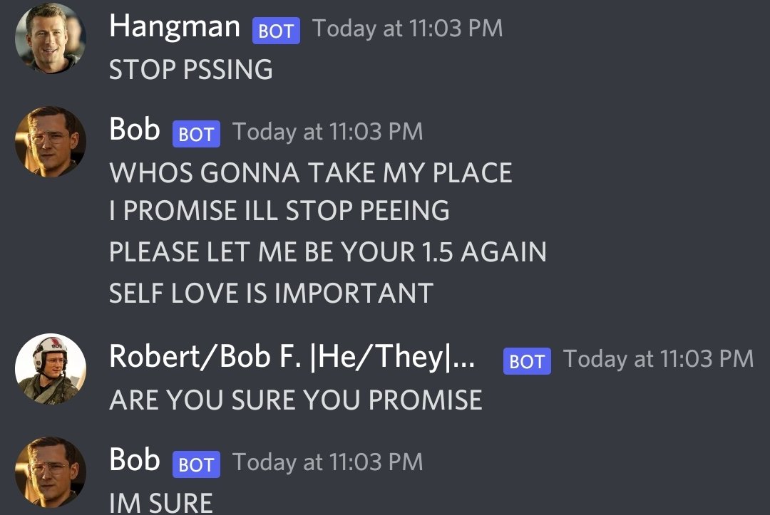 Bob has a bladder issues guys </3 -🐓
.
.
#SereFloydShaw #TopGuntwt