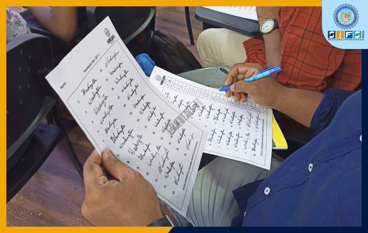Questioned Document Examination at SIFS India with trainees of 𝐁𝐚𝐭𝐜𝐡 𝟐  
If you want to join us for 𝐎𝐟𝐟𝐥𝐢𝐧𝐞 𝐒𝐮𝐦𝐦𝐞𝐫 𝐓𝐫𝐚𝐢𝐧𝐢𝐧𝐠 𝐬𝐭𝐚𝐫𝐭𝐢𝐧𝐠 𝐟𝐫𝐨𝐦 𝟏𝟓𝐭𝐡 𝐉𝐮𝐥𝐲 𝟐𝟎𝟐𝟐 
Register From the Link👇
forms.gle/jFiSPet25ii8RQ…
#SIFS #forensics #forensic