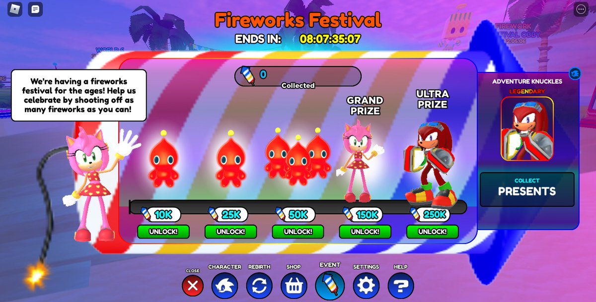 NEW* SECRET FIREWORKS FESTIVAL EVENT CODES In SONIC SPEED