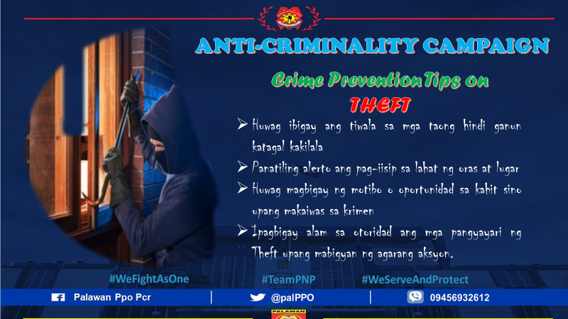 PalPPO's tweet photo. Crime Prevention Tips!!!
THEFT..
#ToServeandProtect
#PNPKakampiMo
#PilipinasMuna
Palawan Ppo Pcr
PCADG MIMAROPA
Police Regional Office Mimaropa
Philippine National Police https://t.co/NzG3VmAv4I