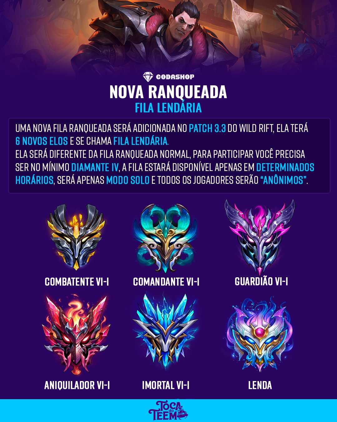 Toca do Teemo - Wild Rift on X: Ansiosos para a nova Fila Lendária?   / X