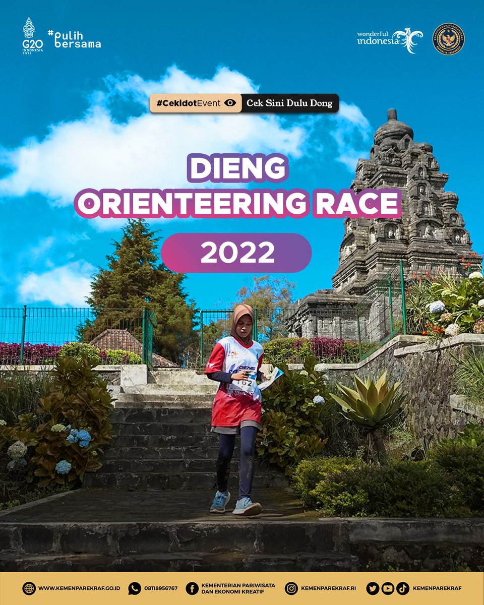 KemenPariwisata's tweet photo. Selain buat healing, Dieng juga cocok buat olahraga orienteering!🤗

Nah, pas banget menjelang akhir pekan, Yuk, intip serunya kilas balik Dieng Orienteering Race 2022!
🧭🗾

#DiengOrienteeringRace2022 #CekidotEvent #WonderfulIndonesia #WonderfulEvents  #DiIndonesiaAja https://t.co/b7iMpObTnv