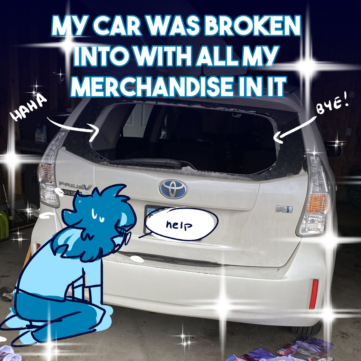 deckthisout's tweet photo. My car was broken into in our garage last night. All of mine and @melshardae 's convention merchandise, display and personal belongings for the con were stolen.

My store is open to recoup some of the thousands lost.

please share if you can! I need to try and reorder by monday! https://t.co/8InHUd3Unb