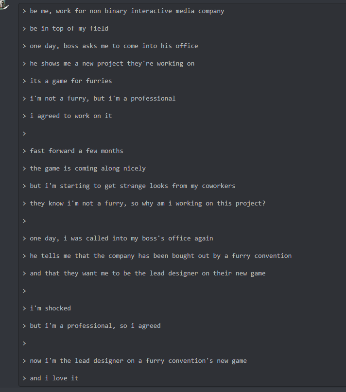 DaveOshry's tweet photo. We got a greentext bot for our internal discord so now we're never going to get any work done https://t.co/odwqZZHhZw