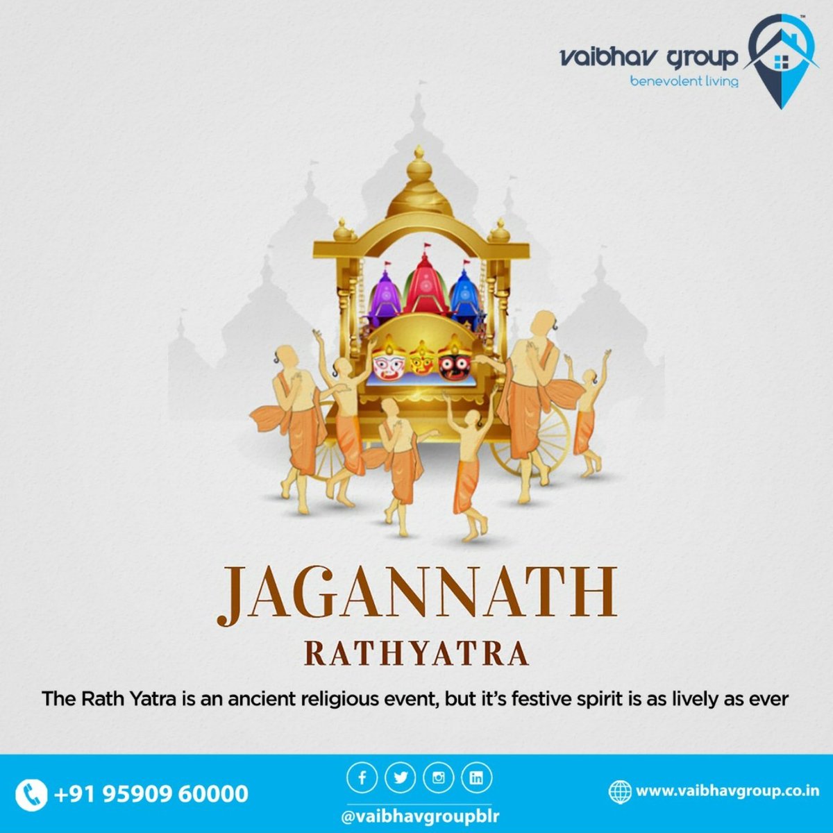 Let us celebrate the glory of Lord Jagannath on the auspicious occasion of the Rath Yatra. May Lord Jagannath bless you with peace, prosperity, and happiness.

vaibhavgroup.co.in

#vaibhavgroup #RathYatra #jagganathpuri #RathYatra2022 #luxuryplots #investment #trendingnow