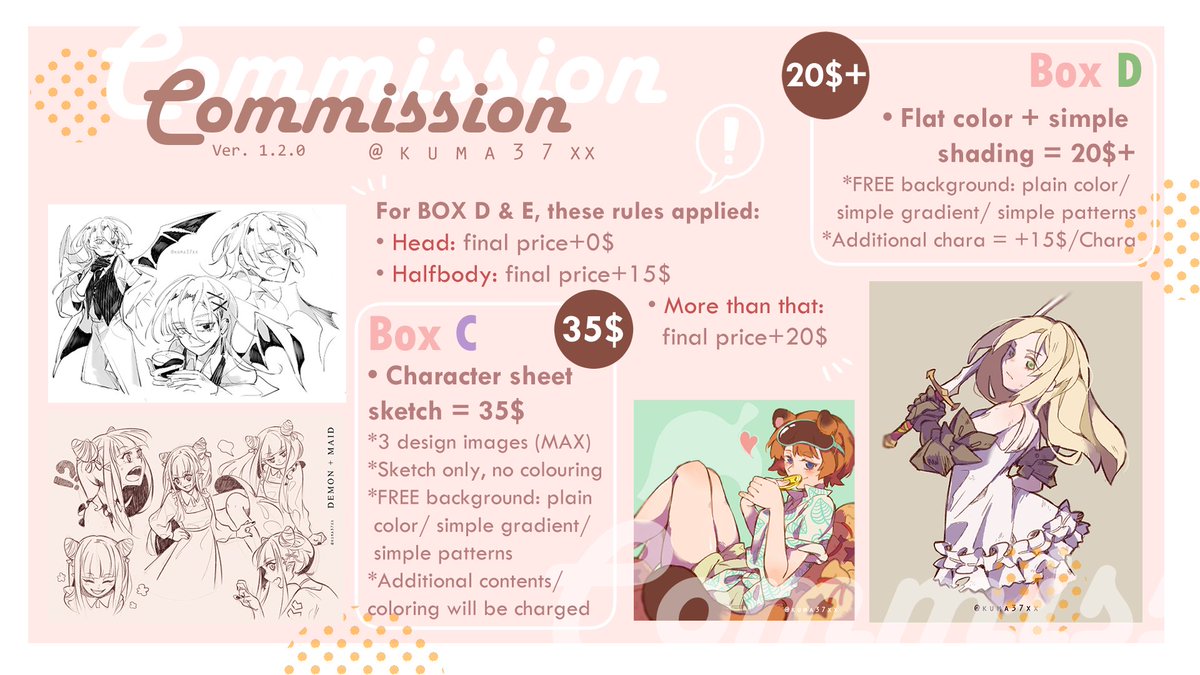 [ OPEN COMMISSION!! ] 🎨🖌️🎉🔸🔸
Hello~ I'm currently opening a comms for July, 3 vacant slots! DM me if you're interested, feel free to ask/discuss it with me first ♪
#opencommissions #artcommissions
Like and RTs are really appreciated! Thank you~~
\ʕ *'∀`* ʔ/✨🔻🔻🔻 