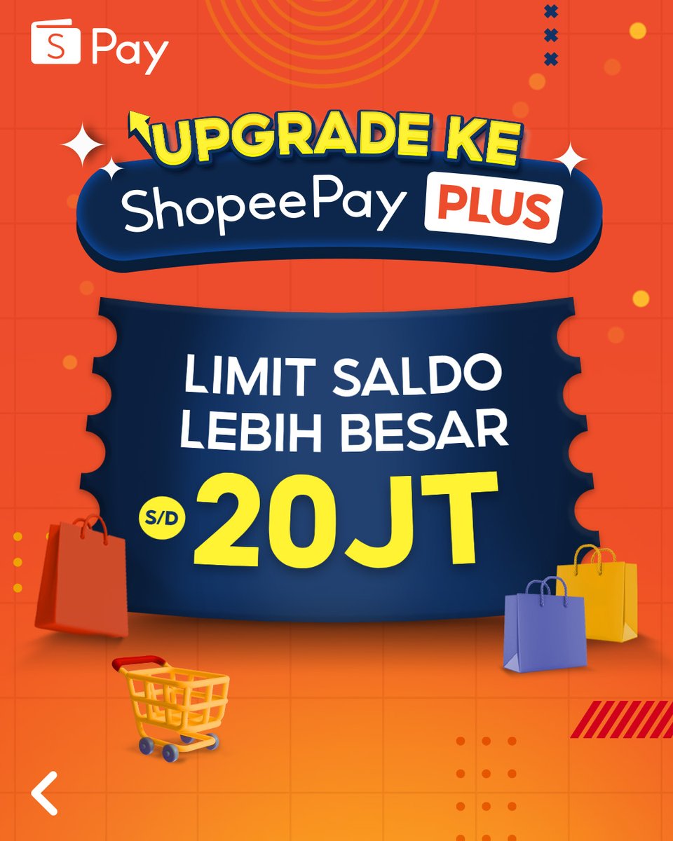 ShopeePay_ID's tweet photo. 📢 Asik banget! Mulai hari ini, kamu bisa simpan saldo & bertransaksi lebih banyak di ShopeePay! 🥰
Khusus pengguna ShopeePay Plus bisa simpan saldo hingga 20 juta! Jadi makin bebas deh buat transfer sana-sini pakai ShopeePay. Yuk, upgrade ke #ShopeePayPlus! https://t.co/Ouh36GS0aT