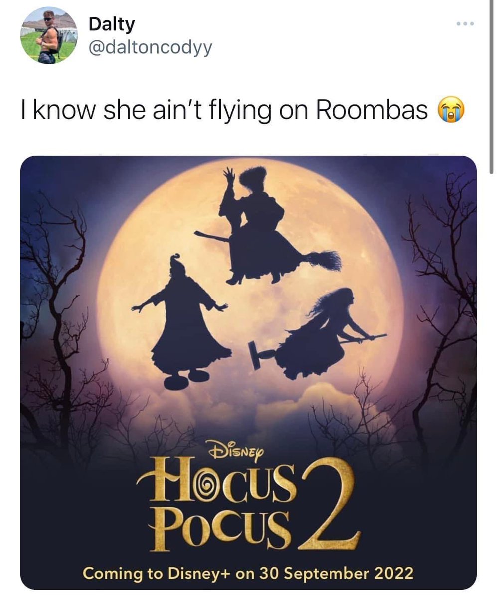 StephBeck10's tweet photo. Omg!!! Mary is on 2 Roombas and Sarah is also on a Swiffer 😂😂😂 

#HocusPocus2 https://t.co/PRrGJ0Jba6