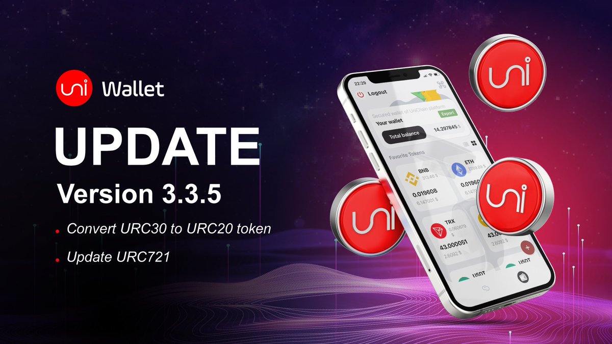 #Uniwallet Update version 3.3.5
✅Convert #URC30 to #URC20 token
✅Update #URC721