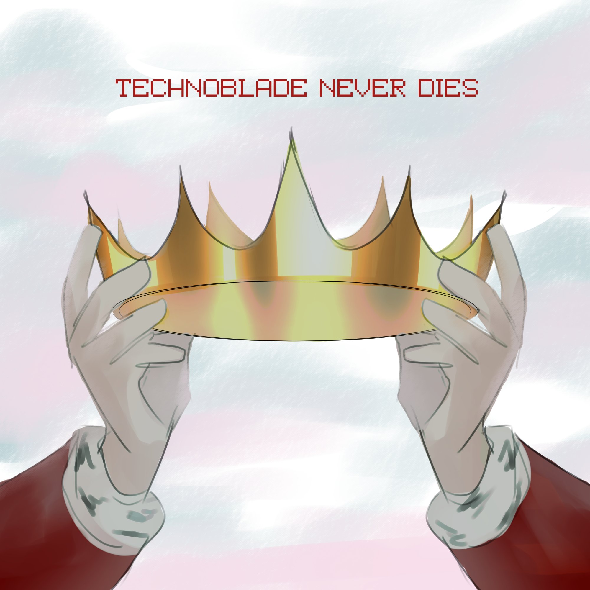 Technoblade Never Dies Crown 3 Neon White Digital JPG 