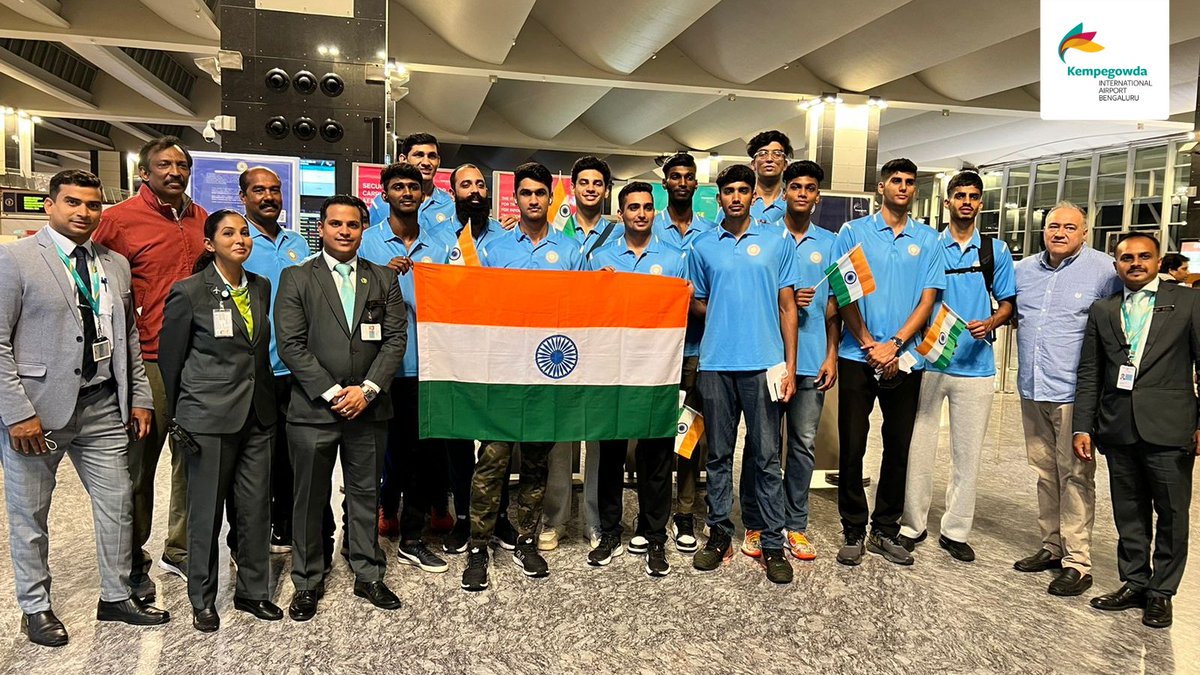 Indian Basketball Team at #BLRAirport as they travel to  Manila for the FIBA World Cup 2023 Asian Qualifiers. Join us in wishing them the best. #Winforindia 

#FIBAWC #IndiaBasketball <a href="/BFI_basketball/">#IndiaBasketball</a> <a href="/FIBAAsiaCup/">FIBA Asia Cup</a> #basketball #FIBAWC #Bengaluru #TeamIndia #Manila #Travel