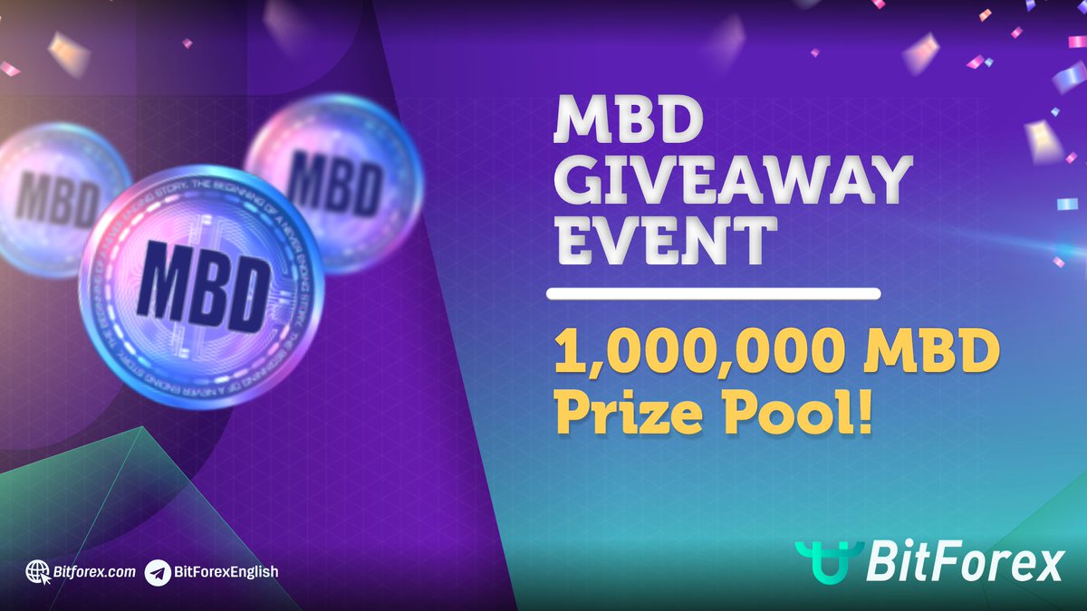 🎉🥳We are pleased to announce the new MBD Giveaway event.

In this event, you participate by filling the gleam tasks and sharing with other winners the prize pool of 1 million MBD.

👉Join now: gleam.io/2MVVq/mbd-give…

#Bitforex #MBD