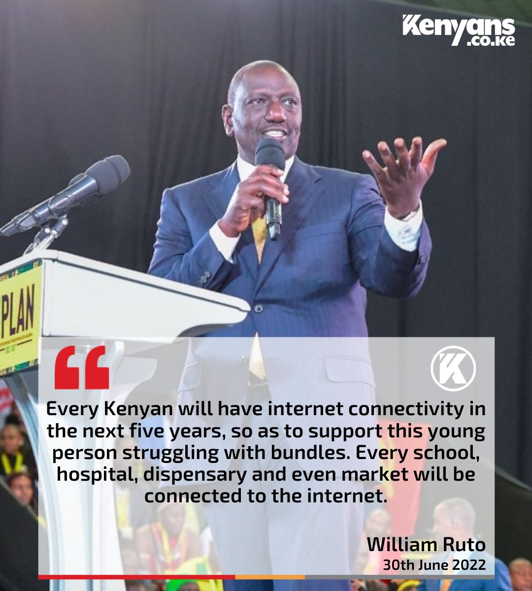 Every Kenyan will have internet connectivity in the next five years - DP Ruto