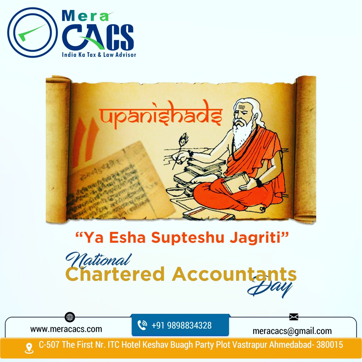 MeraCACS's tweet photo. Our best wishes on National CA day to the hard working &amp; inspiring Chartered Accountants who make every paisa count...!!

Happy National CA day

#CADay #GSTday #ICAI #TaxTwitter #viralpost #Trending #TrendingNow #motivation #inspirational #gstupdates #CADay2022 #gstday2022 https://t.co/5DcCNgPagD