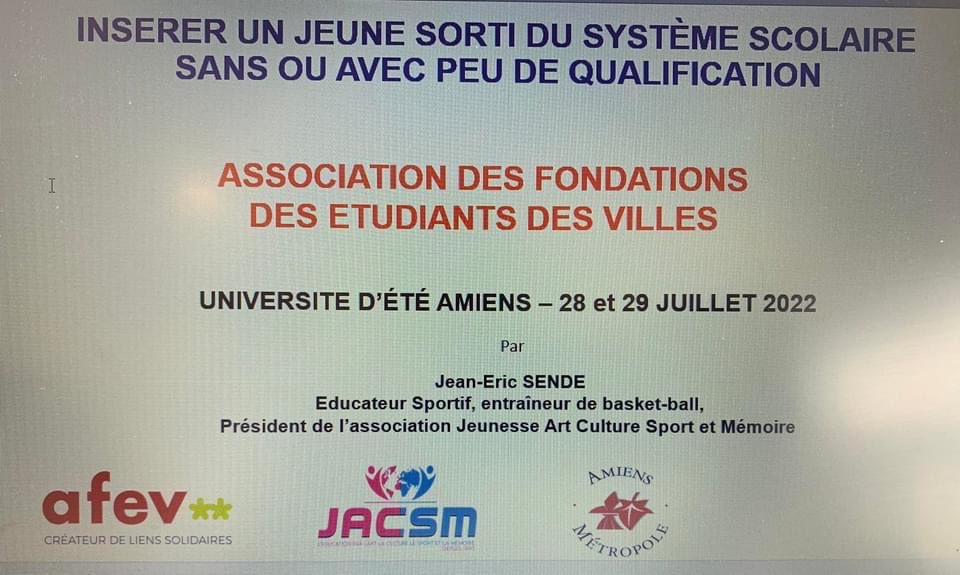 jericsende's tweet photo. Deux jours aux universités d’été de l’@AfevFrance où j’ai exposé le sport comme outil incontournable pour l’insertion des jeunes sortis du système scolaire sans ou avec peu de qualification #Universitedete #Amiens #Insertion #Accompagnement #Engagement #Humanite https://t.co/fPwCWI0n69