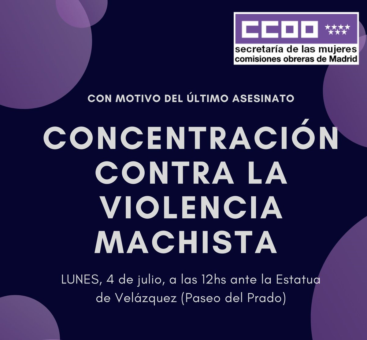 MujeresCCOOMad's tweet photo. 🟣⚫ La asesina con más de 100 puñaladas y se suicida con pastillas. Había sido absuelto de las denuncias interpuestas por ella. Las @CCOOMadrid estamos #hartas y el lunes 4J nos concentraremos a las 12hs ante la estatua de Velázquez del Pº del Prado. https://t.co/dwZ6HS63n5