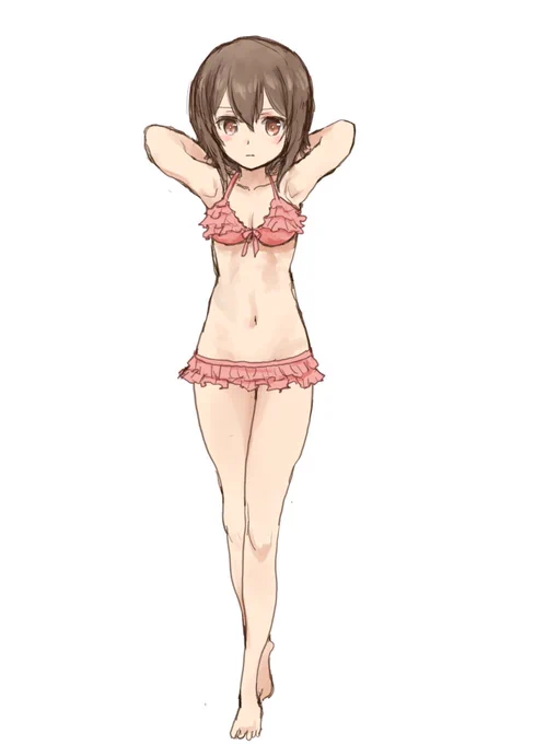 #西住まほ生誕祭2022 #garupan 
いつも水着といえば黒なので、今日は妹がつけるようなピンクを。 