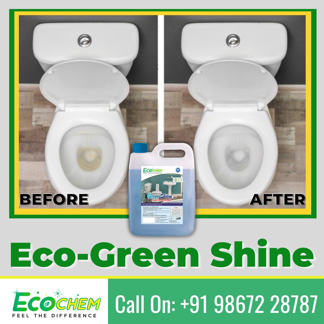 ecochemindia's tweet image. Toilets and Ceramic surfaces are the toughest to upkeep as these areas are considered most unhygienic. Clean Toilet with Eco-Green shine, the Eco-friendly and organic formula...
.
.
.
#cleaningchemical #ecochem #toiletcleaner