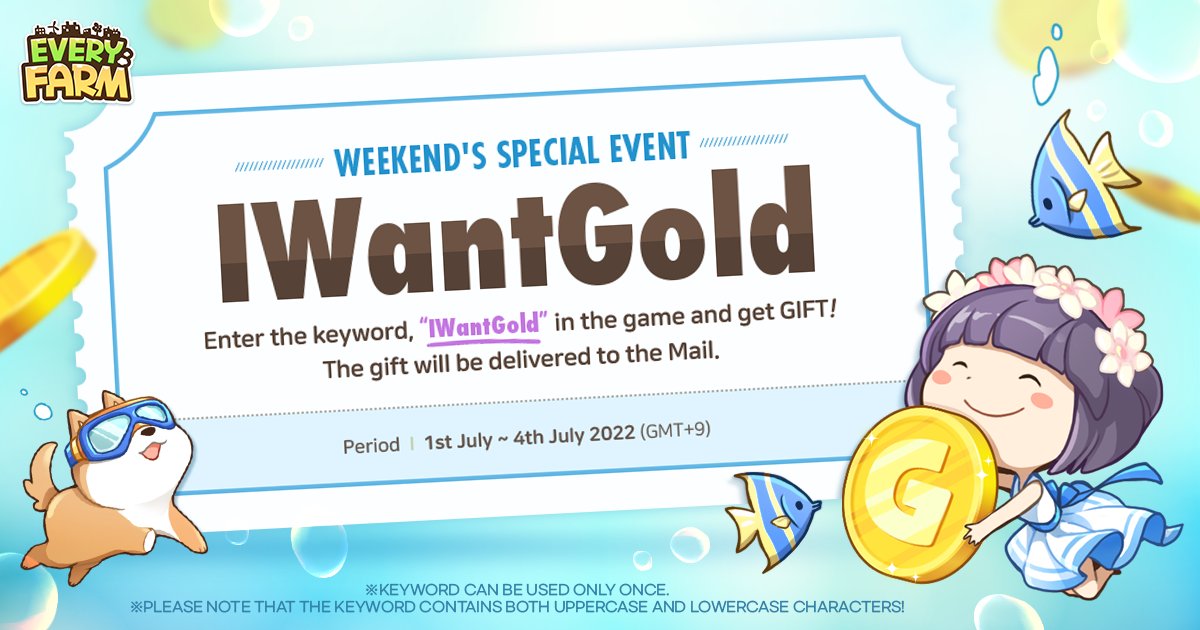 everyfarmglobal's tweet photo. ⛱WEEKEND'S SPECIAL EVENT⛱
Do you want something special?
🔑Enter the keyword “ IWantGold ” in the game to claim a special gift!

🎁GIVEAWAY for EVERYONE

💚BONUS EVENT💙
① Follow @everyfarmglobal
② Retweet this tweet + Like
③ Win SEEDs! 5 winner!
#EveryFarm #everyfarm #P2E https://t.co/0UrdqSQnxe