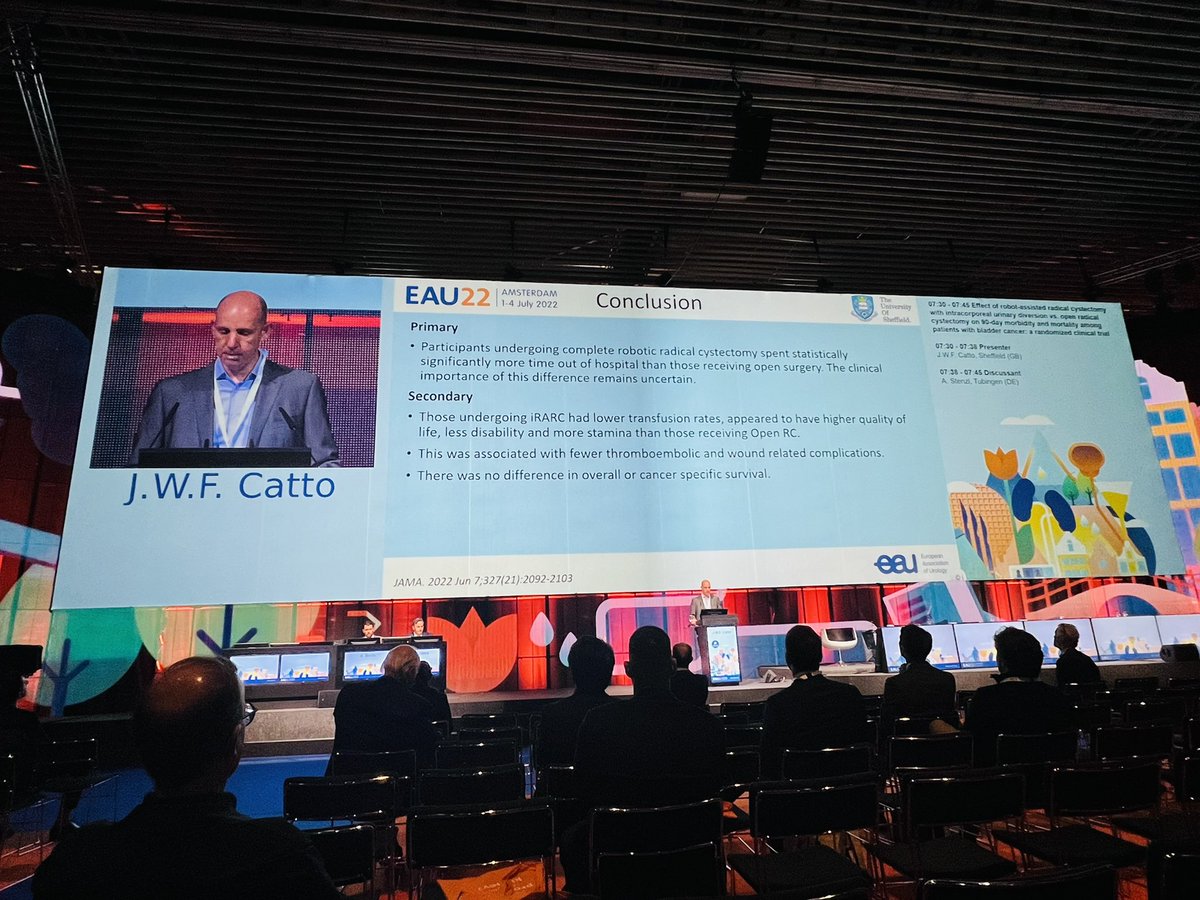 Recap of the iROC trial! #EAU22 iRARC compared to open ⬆️ Time out of hospital ⬆️ Short-term QoL ⬇️ Thromboembolic and wound Cx ⬇️ Short-term disability ⭕️ Similar CSS and OS Full paper: jamanetwork.com/journals/jama/…