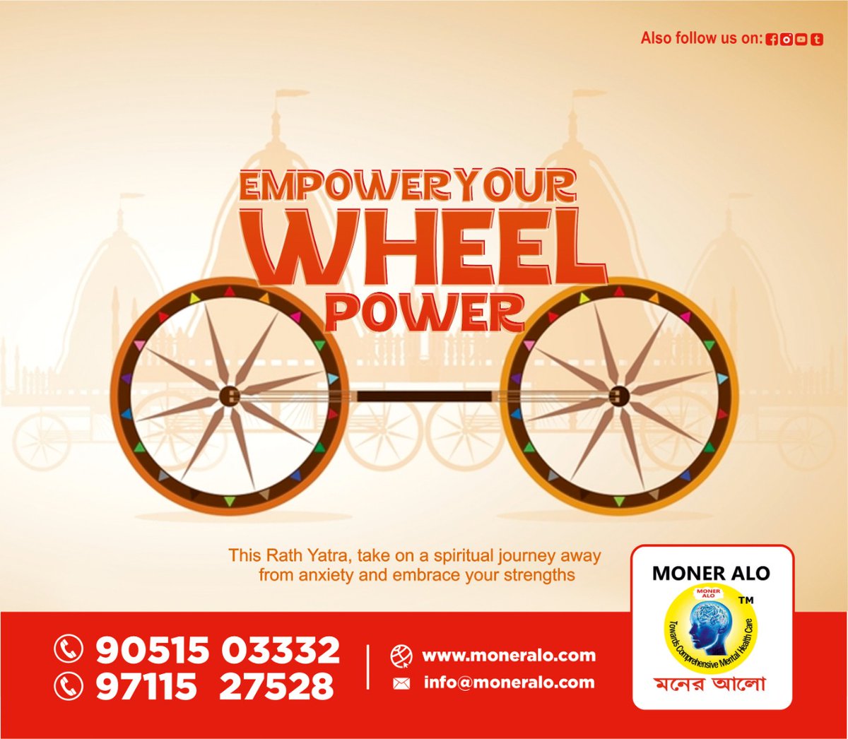 moner_alo's tweet photo. This Rath Yatra, take on a spiritual journey away from anxiety and embrace your strengths🧘.
Call - 90515 03332
Visit - https://t.co/CT2rtY3QTB
Email - info@moneralo.com
#mentalhealthcare #bestpsychologistsinkolkata #psychologistsinkolkata #RathYatra #rathyatra2022 https://t.co/wrgVjVDutS