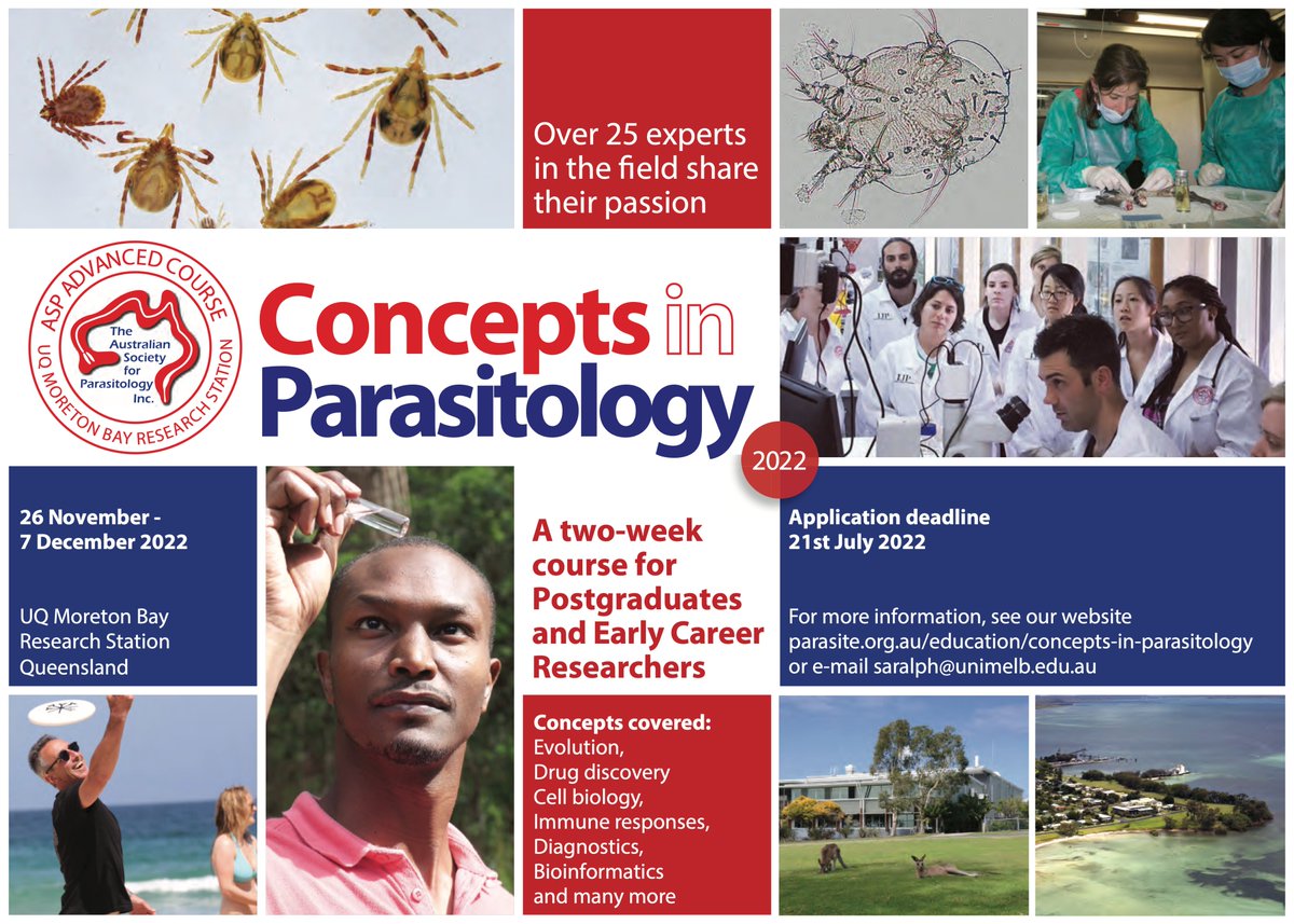 Stuart Ralph (@sturalph) on Twitter photo 3 weeks left to apply for the 2022 <a href="/AS_Para/">Aust Soc for Para</a> Concepts in Parasitology course. Scholarships are available to cover travel and course costs for applicants from countries with an emerging or developing economy - please share with students who could benefit parasite.org.au/education/conc… 3 weeks left to apply for the 2022 <a href="/AS_Para/">Aust Soc for Para</a> Concepts in Parasitology course. Scholarships are available to cover travel and course costs for applicants from countries with an emerging or developing economy - please share with students who could benefit parasite.org.au/education/conc…