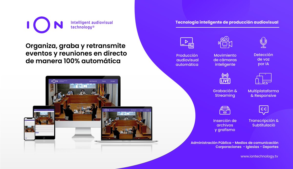 technology_ion's tweet photo. ➡️ Descubre #IOnTechnology: El sistema de #producción #audiovisual automatizado para administraciones públicas y entidades privadas.
Para más información: https://t.co/1bozOATjJE
#videoconferencia #ayuntamiento #tecnologia #camaras #ip #streaming https://t.co/dBNgDhxTeq