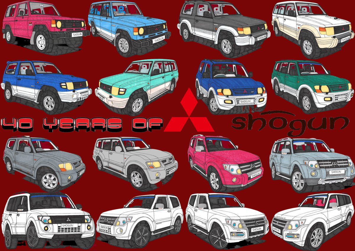 Hi all, I realised earlier this year marks 40 years since the Mitsubishi Shogun/Pajero/Montero were launched so I thought I do a collage. What you think?😊#mitsubishimotors #mitsubishimotorsuk #mitsubishishogun #mitsubishipajero #mitsubishimontero #MMC