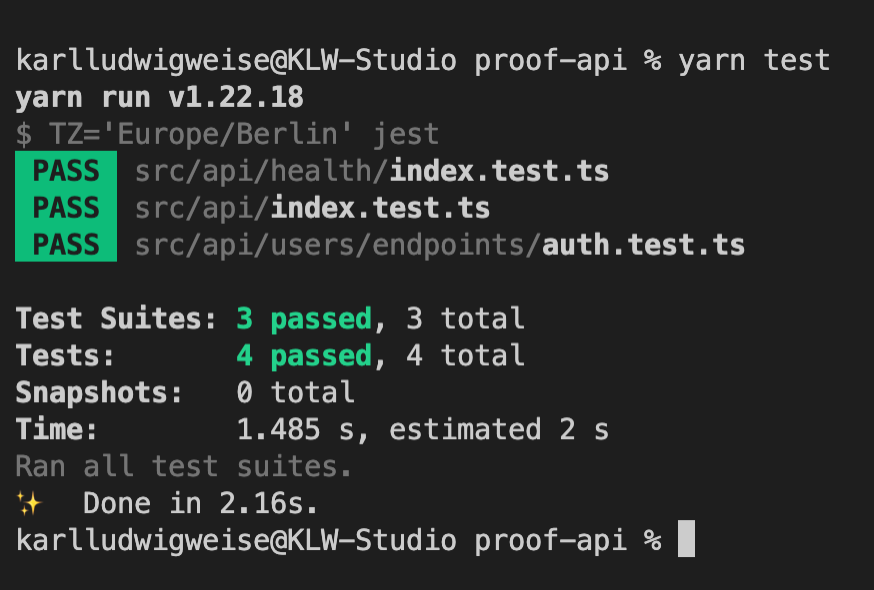 karlludwigweise's tweet photo. Today I'm kicking off automated test with jest for my proof time tracking api. Working on a big release that includes server side stability... what could that be? 🤔 https://t.co/EMQt0alSAC