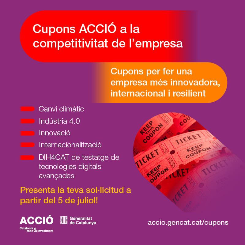 accio_cat's tweet photo. 🔙 Et vas perdre la sessió de presentació dels #CuponsACCIÓ? 

‼️ La major part dels ajuts es podran sol·licitar a partir del #dimarts 5 de juliol a les 9 del matí i s'esgoten molt ràpid!

Recupera la sessió, les presentacions i les preguntes freqüents 👇https://t.co/HPtQ1OJmWz https://t.co/c2xlHlnsOG