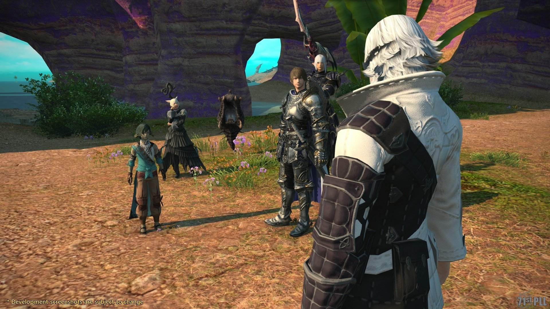 A screenshot of characters from FINAL FANTASY 14's upcoming Patch 6.2 main scenario. Development screenshots are subject to change.