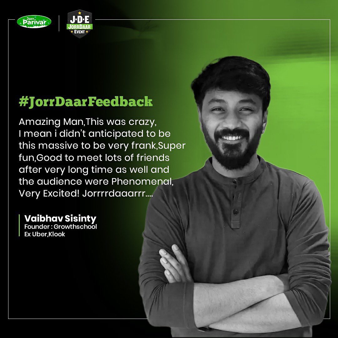 jorrdaarevent's tweet photo. Checkout what @VaibhavSisinty felt &amp; said for the @JorrDaarEvent !!!

#JorrDaarFeedback ❤️ https://t.co/gDNIHoDlIZ