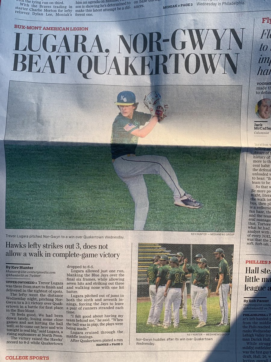 2025 LHP Trevor Lugara continuing his strong work on the mound this summer with <a href="/HostelleyField/">Nor-Gwyn Hawks</a>. The innings leader in his freshman year at NP, the young southpaw lives in the zone. And print newspaper headlines are still cool! thereporteronline.com/2022/06/29/lug… <a href="/ReporterSports/">The Reporter Sports</a> <a href="/khunter10/">khunter10</a>