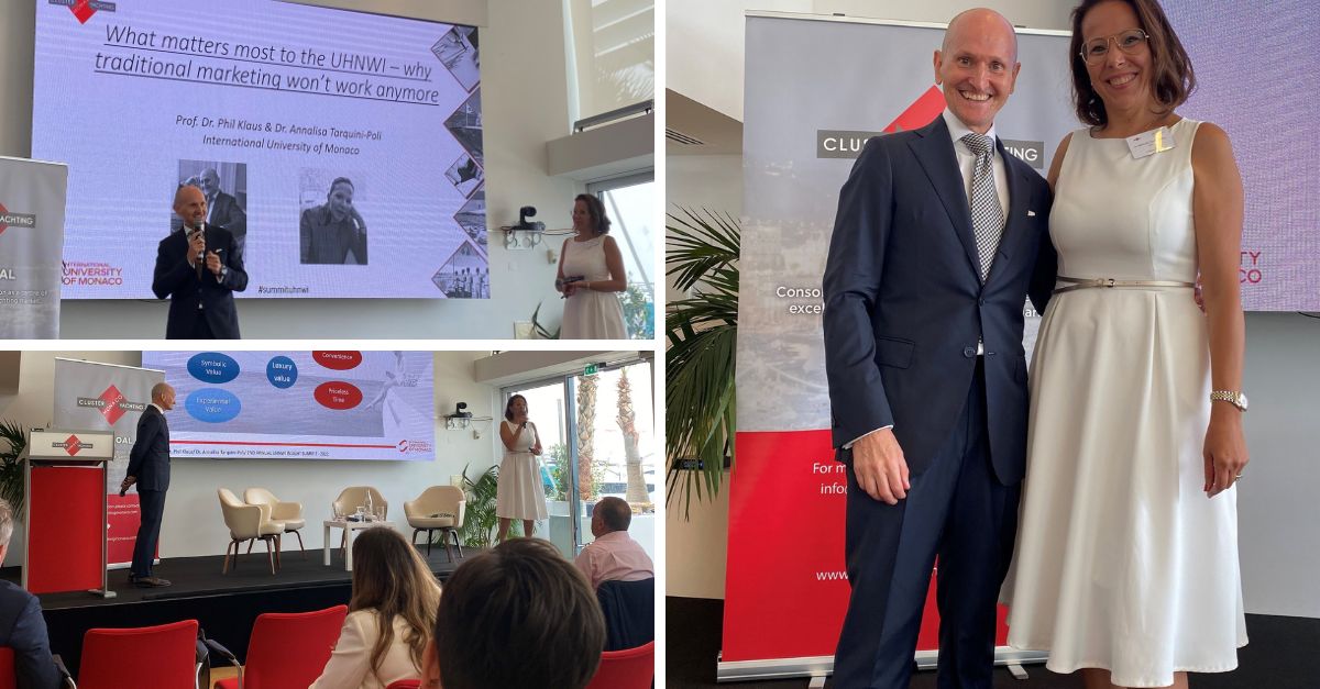 [RESEARCH] 
#IUM Profs, Drs. Tarquini &amp; <a href="/ProfDrPhilKlaus/">Prof. Dr. Phil Klaus</a> presented their recent #research on what matters most to the #wealthiest clients during the 2nd Annual #UHNWI Insight Summit at the <a href="/yachtclubmonaco/">Yacht Club de Monaco</a>.
▶ If you are interested in their research, contact them directly on LKN