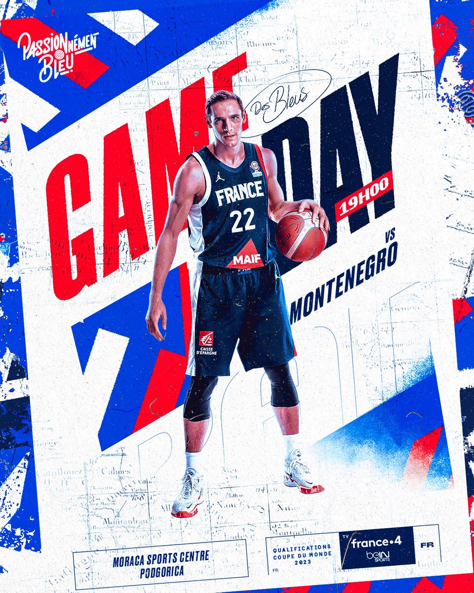 FRABasketball's tweet image. GAME DAY 😤

🆚Monténégro 🇲🇪
📍Moraca Sports Centre
⏰19h00
📺 @France4tv et @beinsports_FR 3
📲#MNEFRA

#TeamFranceBasket | #PassionnémentBleu | #FIBAWC