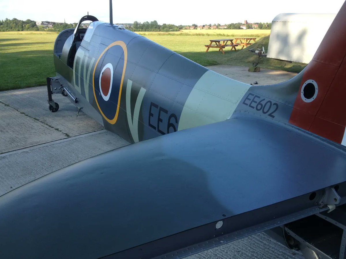 VFAudleyEnd's tweet photo. Eight years ago today,the painted fuselage of Spitfire V, EE602 (G-IBSY) was pushed outside the hangar at Audley End for the first time.
#VintageFabrics #AudleyEndAirfield #WarbirdRepaint #AircraftRepaint #AircraftMaintenance #AircraftFabric #Warbirds #Spitfire https://t.co/5iDFSbJUYx