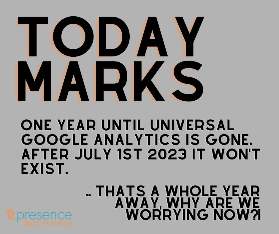 So what do we need to do and why should we start on July 1st 2022?
If you install Google Analytics 4, also known as GA4 now you won't lose any data, you'll have a full year's worth of GA4 data to work with, to benchmark against and to analyze when the old analytics is gone. #GA4