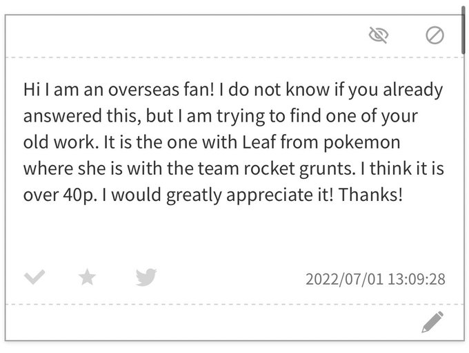 #odaibako_kusugurijin https://t.co/UZ4AN7bZBT

Thank you.
I haven't finished the 40+ page piece on the leaf yet.
I have uploaded a sample, but the finished product does not exist yet.
Or maybe it is another author's work? 