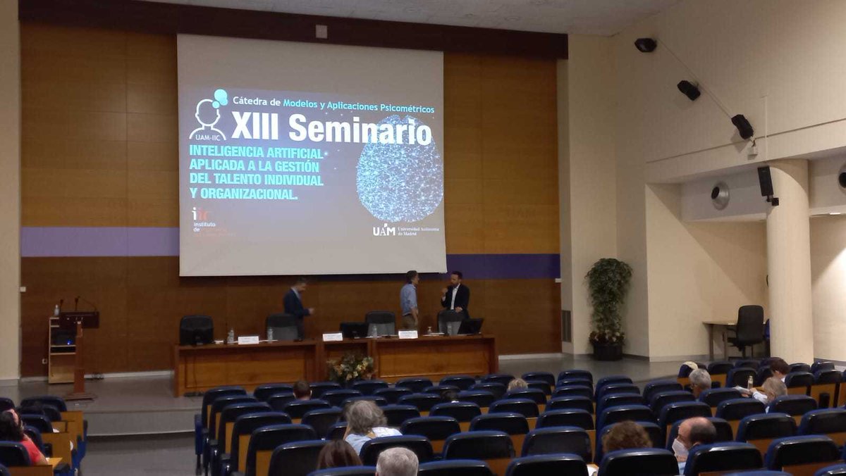 IIConocimiento's tweet photo. 🔴 Comienza el seminario anual de la Cátedra UAM-IIC de Modelos y Aplicaciones Psicométricos, sobre Inteligencia Artificial aplicada a la gestión del talento.
🗨️ En la apertura, interviene David Aguado, investigador y responsable de #CAMTO en el #IIC
ℹ️ https://t.co/DKW57nsAff https://t.co/WjcTNv7VIO