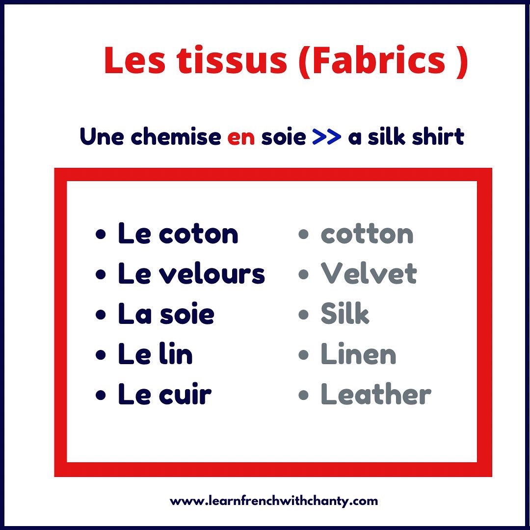 Clothing vocabulary in French : clothes, fabric names, patterns, verbs and adjectives to use with clothes +Devinette
Check it out 👉learnfrenchwithchanty.com/post/clothing-…
#learnfrench #apprendrefrancais #hablarfrances #parlerfrancais #frenchlanguage #speakfrench #frenchlesson