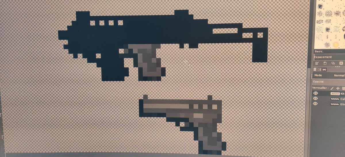 SVGameDev's tweet photo. Trying to get fired by my boss by doing a Roni prototype for my game Days Of Despair.
First, i'm working on the shape, then the colourings and at last the accessories for the tier list.
(Yes, the stock look a bit too long)
#IndieDev #IndieGame #RPG #Gun #DaysOfDespair https://t.co/EvY6krSqpW