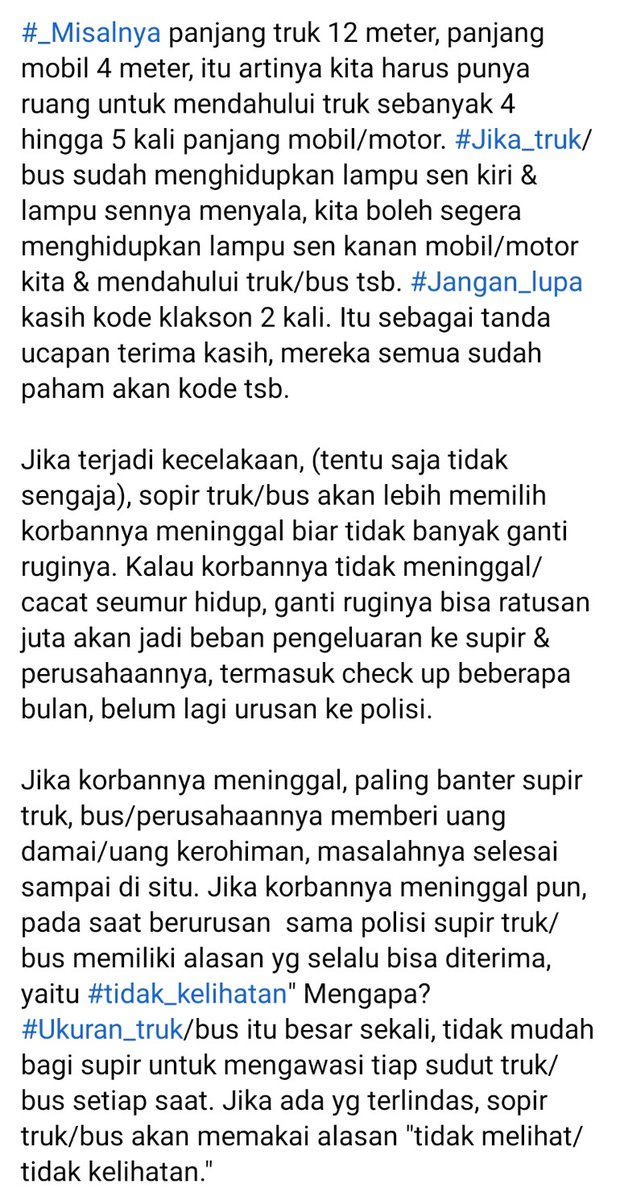 zoelfick's tweet photo. Ini penting buat yang sering nyetir sendiri, terlebih saat di dekat bus atau truk. https://t.co/lsxjvDIQcp