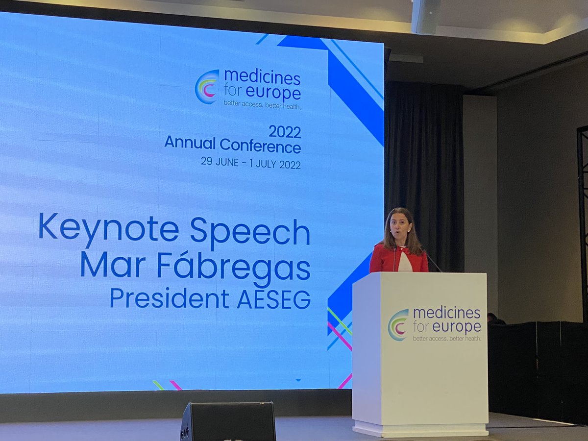STADA's tweet photo. Mar Fabregas, @AESEG_genericos President and General Manager of STADA in Spain, opens day two of the @medicinesforEU Annual Conference.
#AccessForAll #MedforEU22 #OneSTADA https://t.co/ddYeuPaRhJ