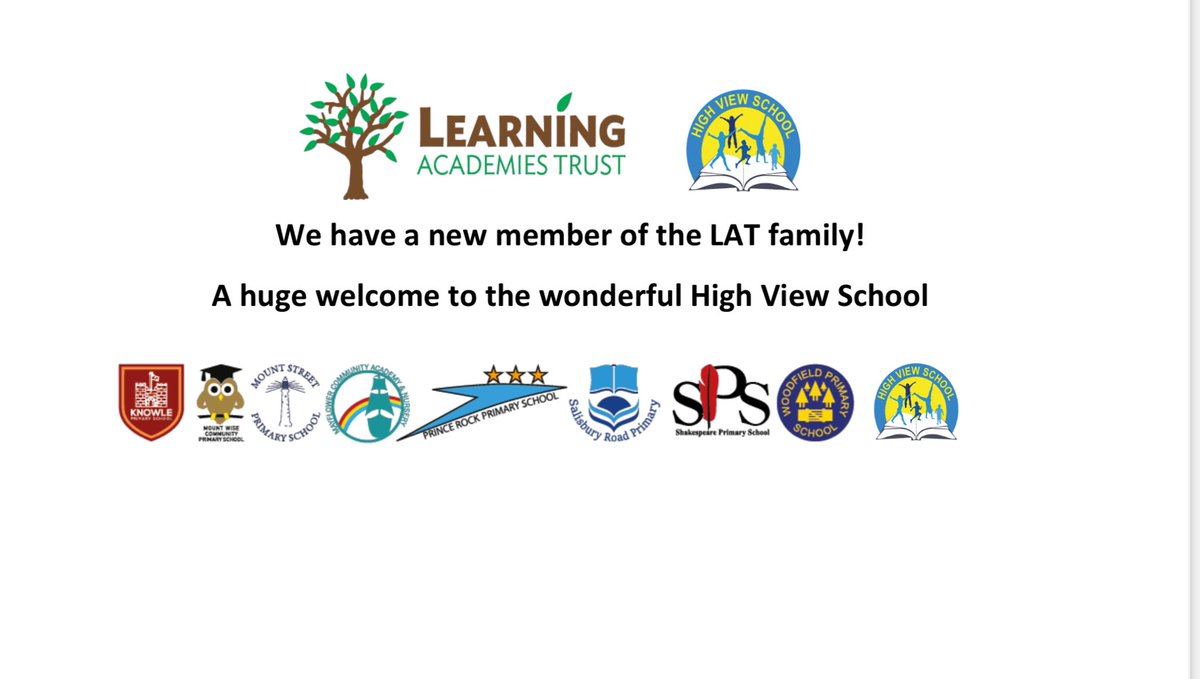 We are absolutely over the moon to announce the fantastic news that High View school have formally joined the LAT today.
It’s taken a while to get over the line, but we are absolutely delighted that High View are now part of our wonderful family.
Believe you can.Together we will