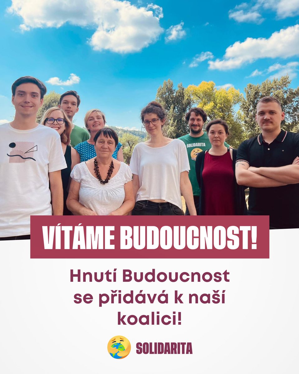 🎉Koalice Solidarita získala nového partnera, kterým je hnutí <a href="/Budoucnost_cz/">Budoucnost</a>. Bude tak kandidovat na půdorysu čtyř subjektů: ČSSD, Zelených, Budoucnosti a Idealistů. 

Na šestém místě kandidátky se tak nově objeví <a href="/FilipHausknecht/">Filip N Hausknecht</a> , na devátém <a href="/MahuOpletalova/">Mahu Opletalová</a> .