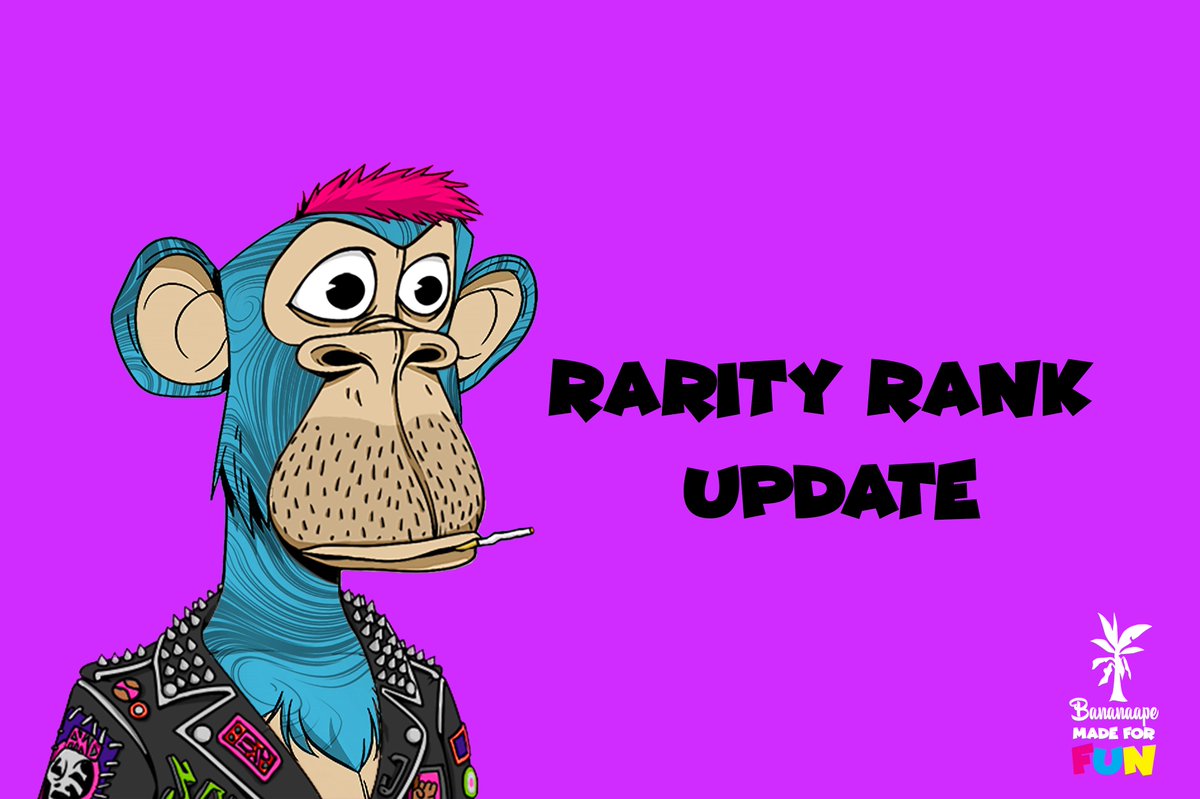 GM ☀️
Rarity Rank is updated to #10000

All Banana Apes sold, so all rarities are updated.
Here you can check how rare your Banana Ape is 👇
niftyriver.io/rarity/polygon…

#NFTs #NFTCommmunity #NFTs