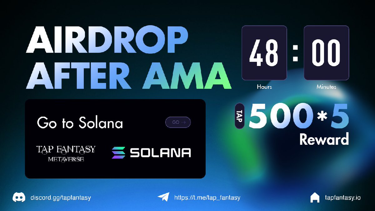 Plat_CryptoUSA's tweet photo. 😍AirDrop!!  Crypto Platform x Tap Fantasy!

💵Reward: 2,500 $TAP (500 $TAP * 5)

Event Link🔗: https://t.co/l6vqgEsQXr

Time Limit: 48h

Come on and get $TAP !!🤩🤩

\#Airdrop #NFTs #NFTGiveaway #TapFantasy #Gleam #GleamGiveaway #Blockchain #cryptocurrency https://t.co/xzUNiut1bw