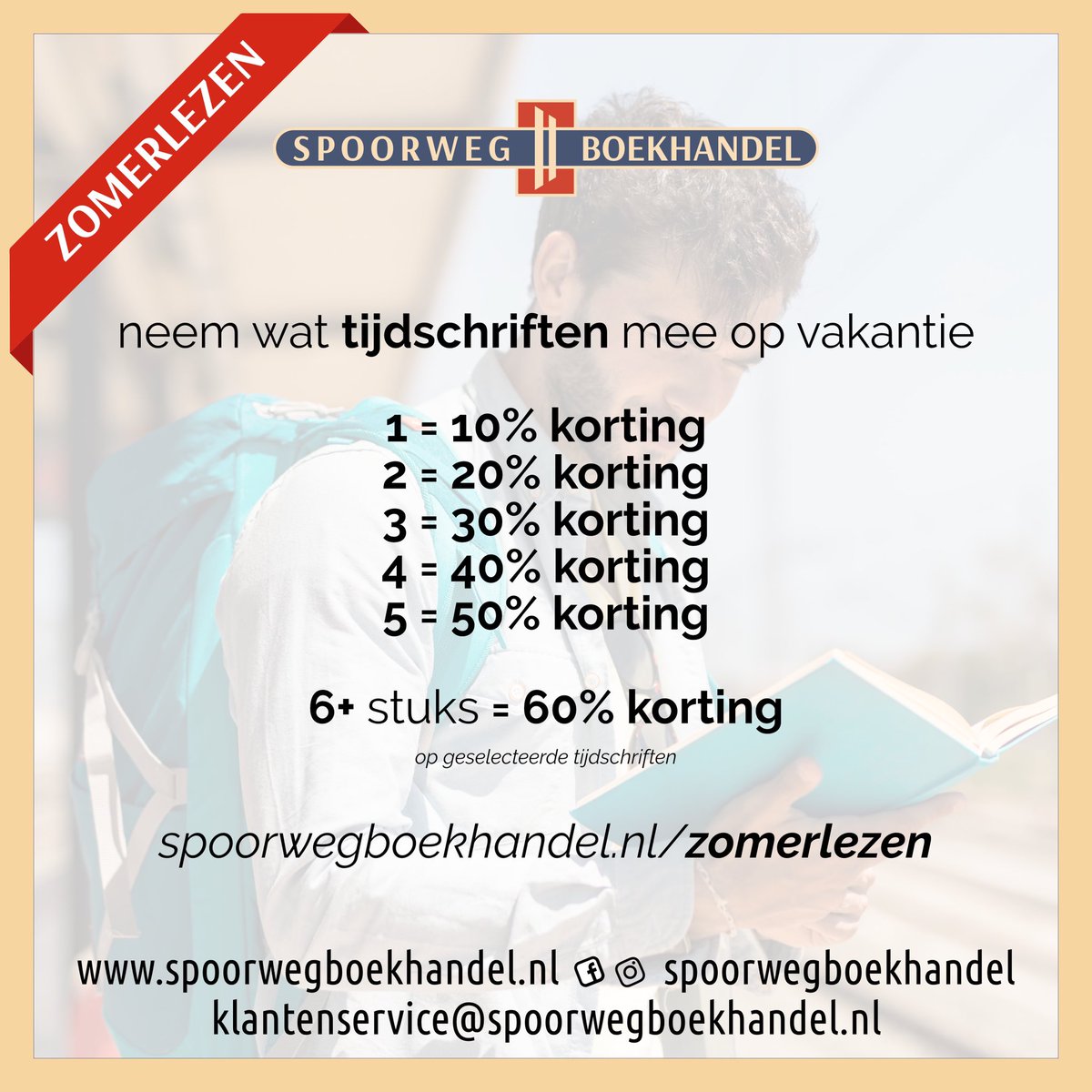 De zomer biedt vaak gelegenheid om lekker te kunnen lezen bijvoorbeeld in een tijdschrift. Of in meerdere tijdschriften. Want hoe hoger de stapel, hoe hoger de korting! 

Kijk op spoorwegboekhandel.nl/zomerlezen voor de geselecteerde tijdschriften.

#zomerlezen #tijdschriften #korting
